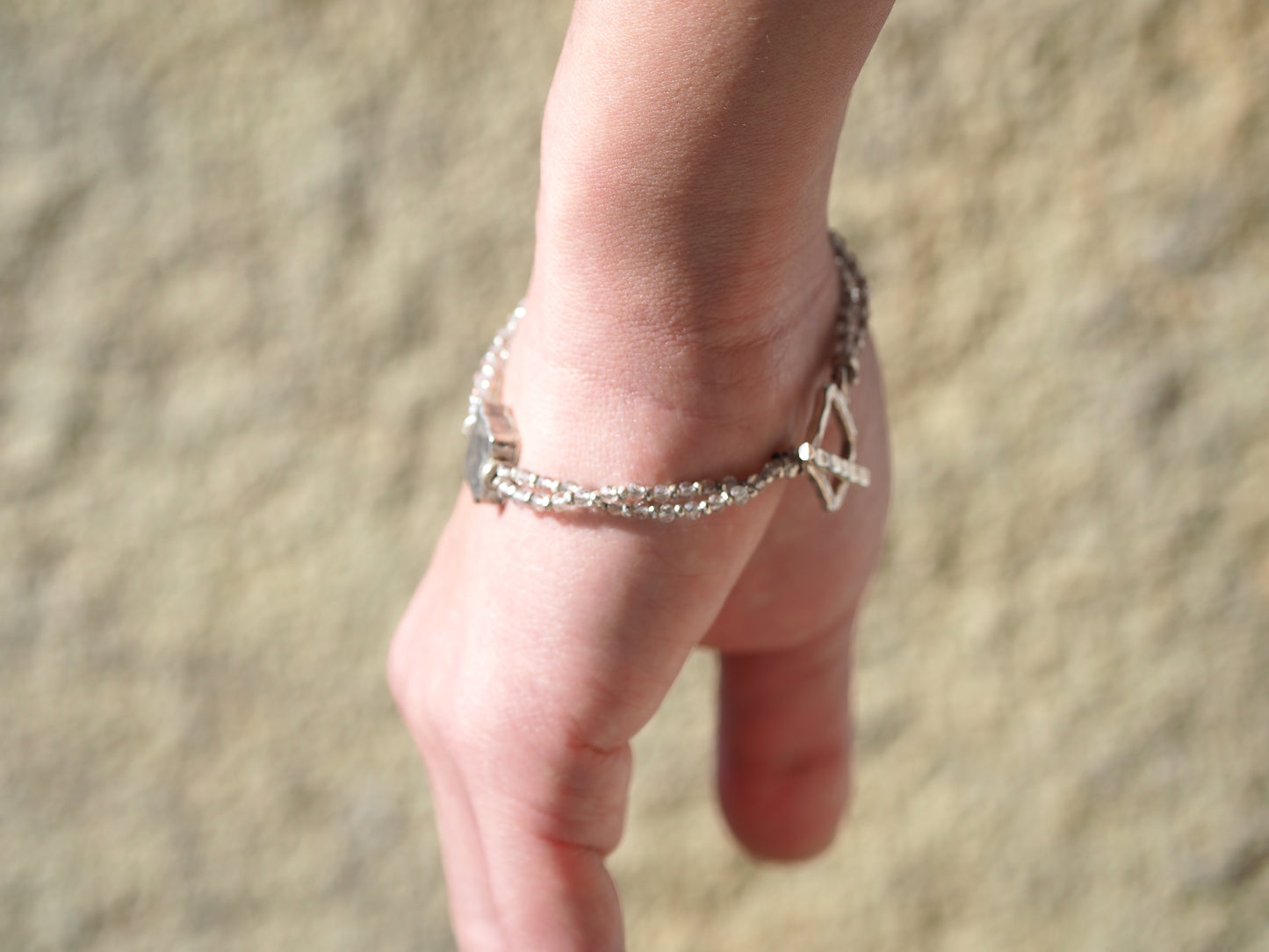 -Brown topaz・silver- double bracelet