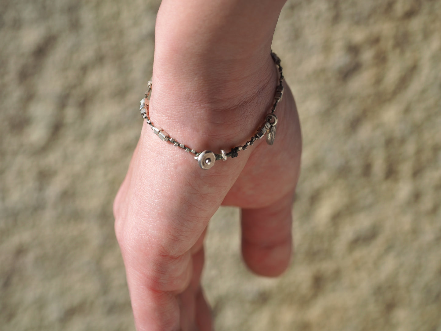Braid bracelet -cube silver-