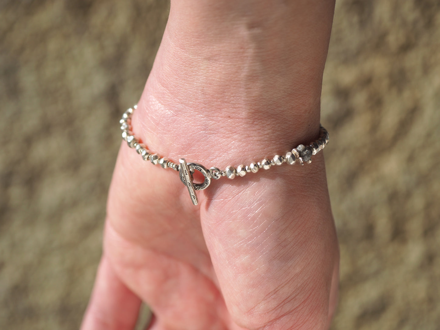 -Rough diamond- silver bracelet