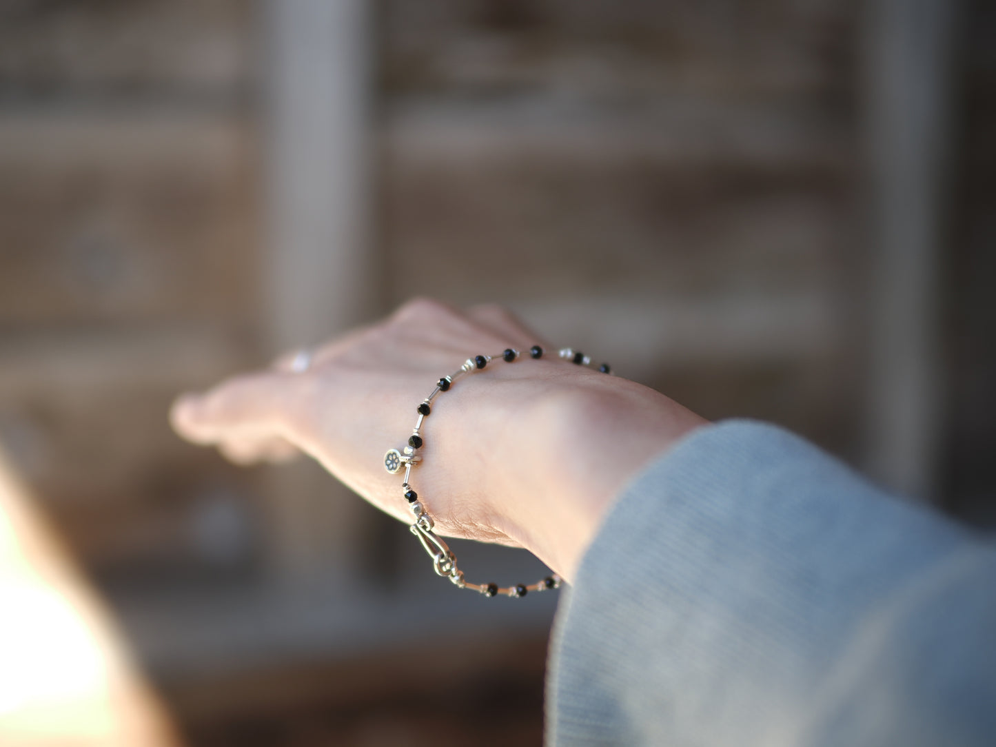 -Black spinel・Silver- bracelet