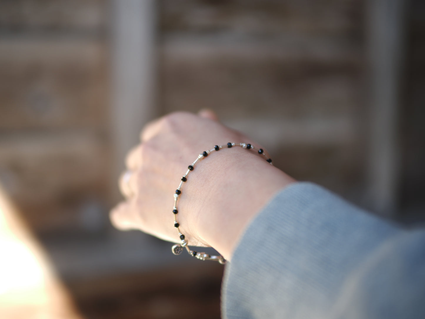 -Black spinel・Silver- bracelet