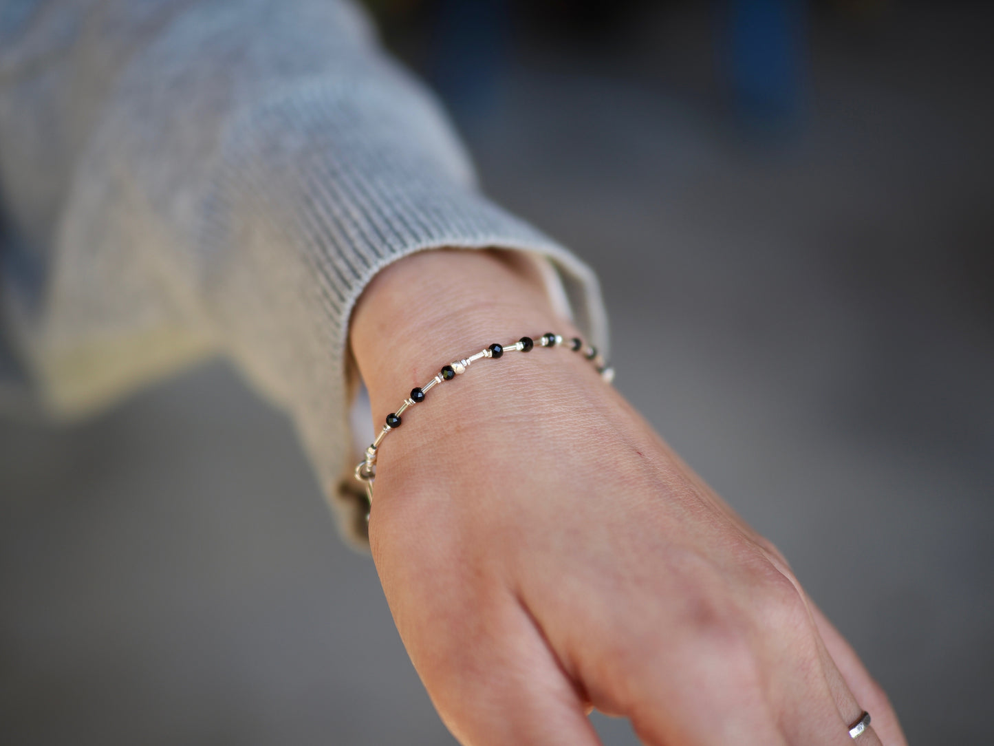 -Black spinel・Silver- bracelet