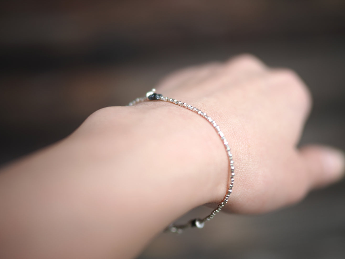 -Black diamond- silver bracelet