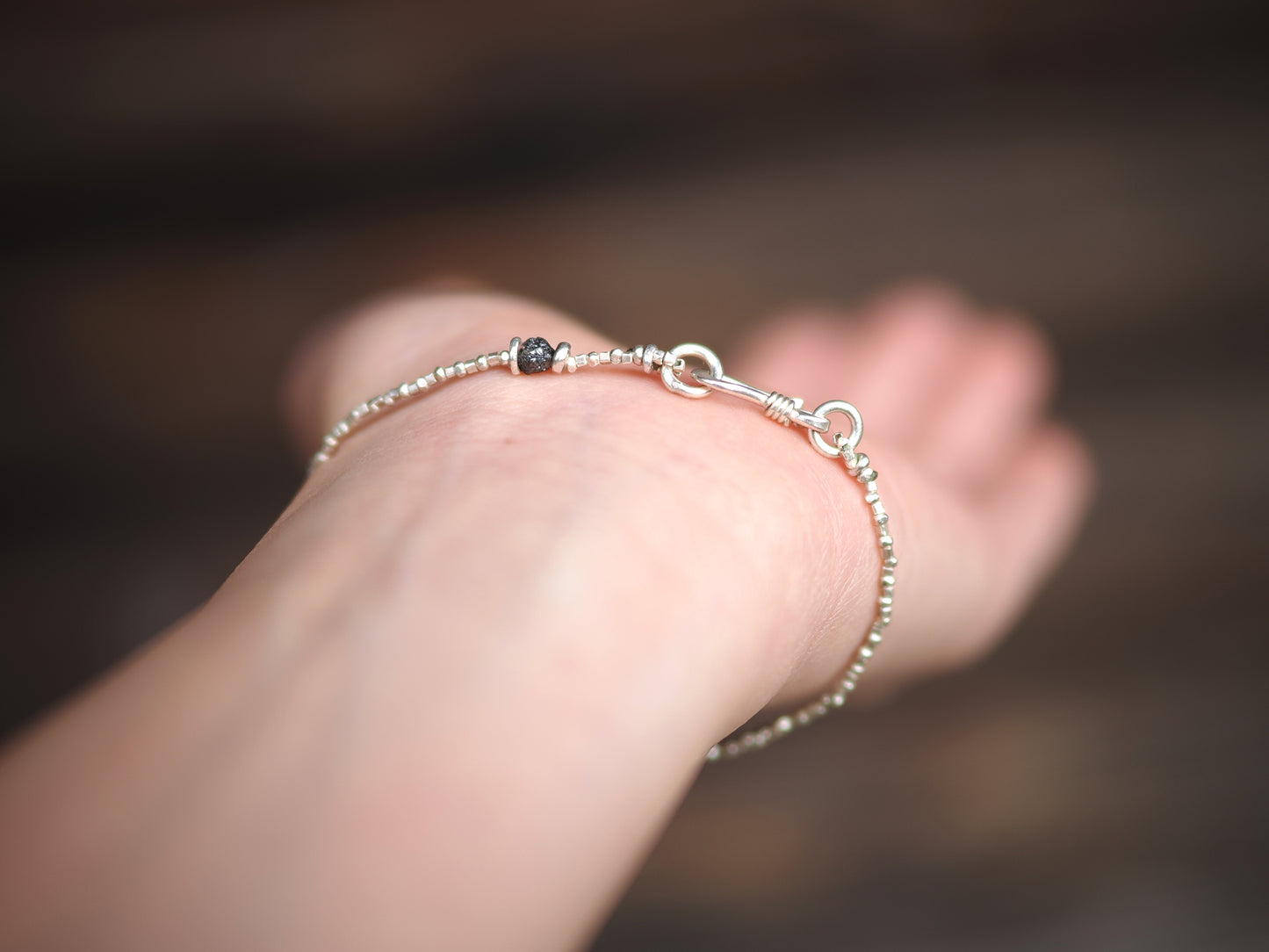 -Black diamond- silver bracelet