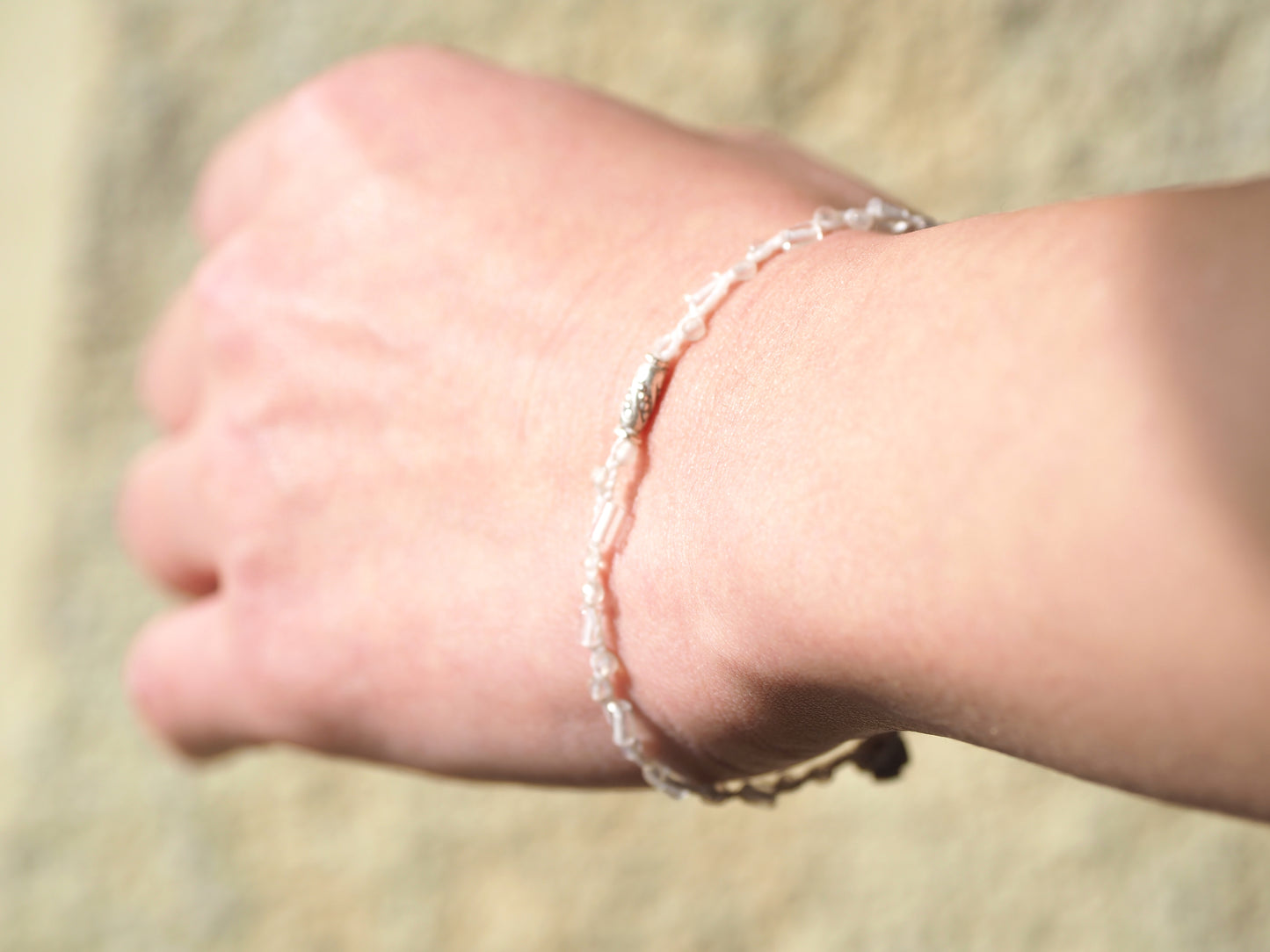 -Quartz・Grey onyx- white code bracelet