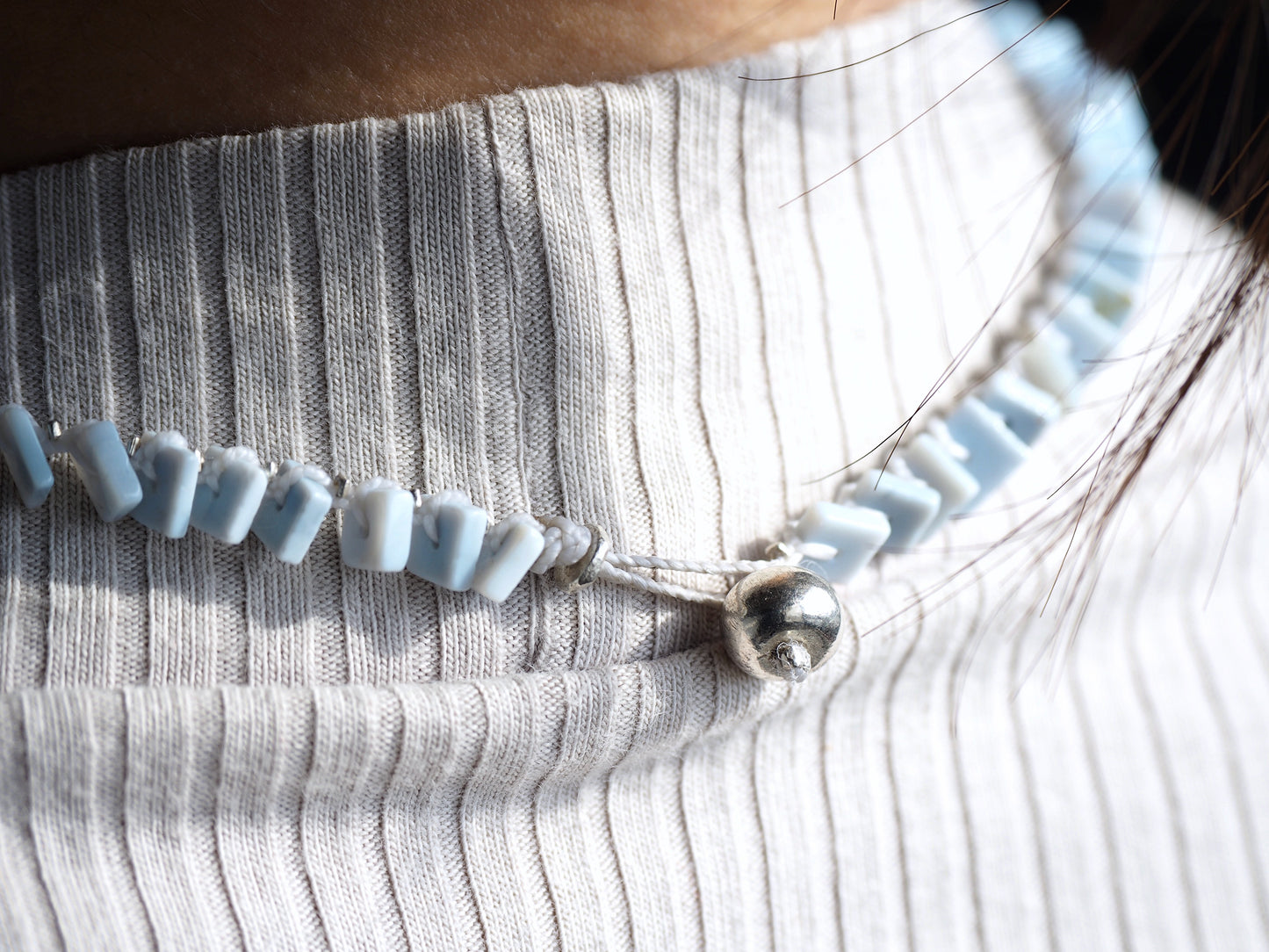 -Owyhee_blue Opal- braid necklace