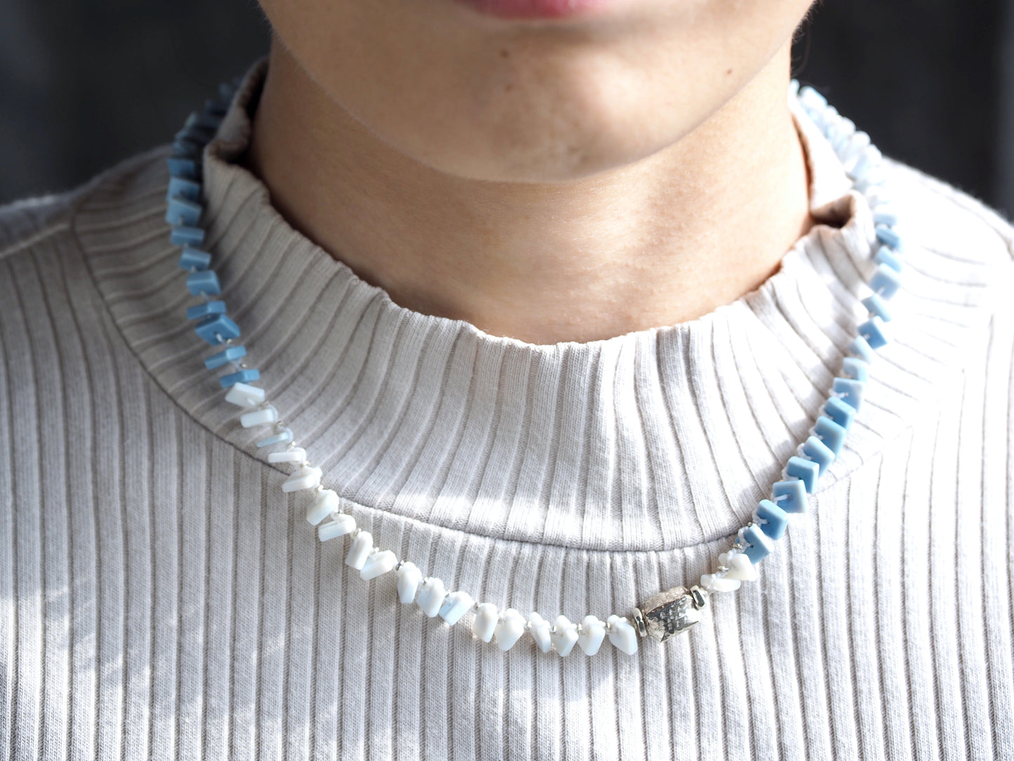 -Owyhee_blue Opal- braid necklace