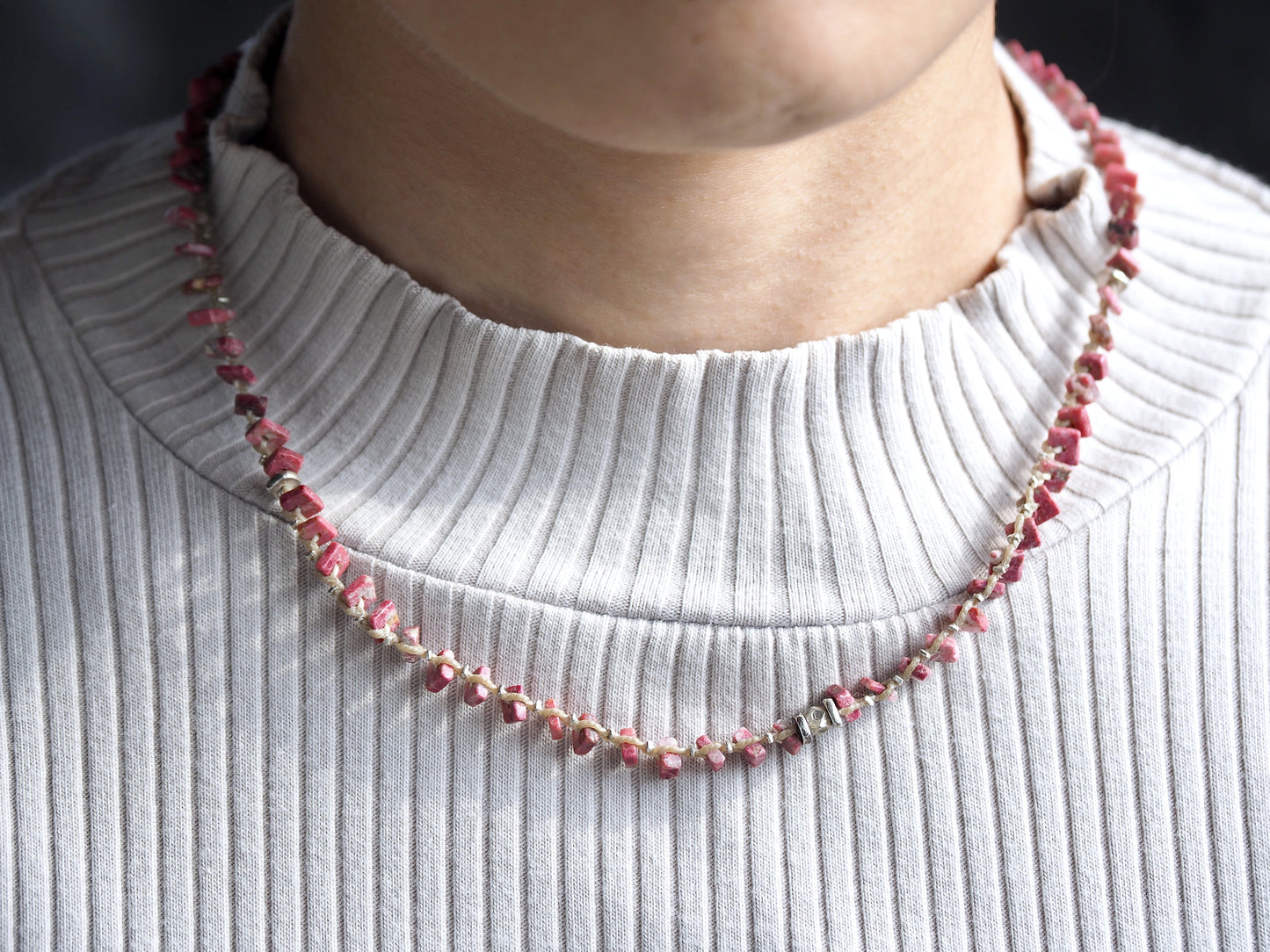 -Thulite- braid necklace