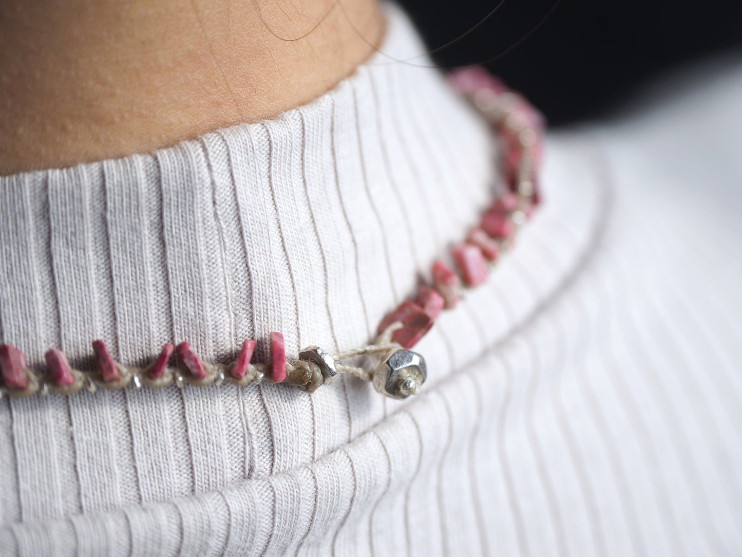 -Thulite- braid necklace