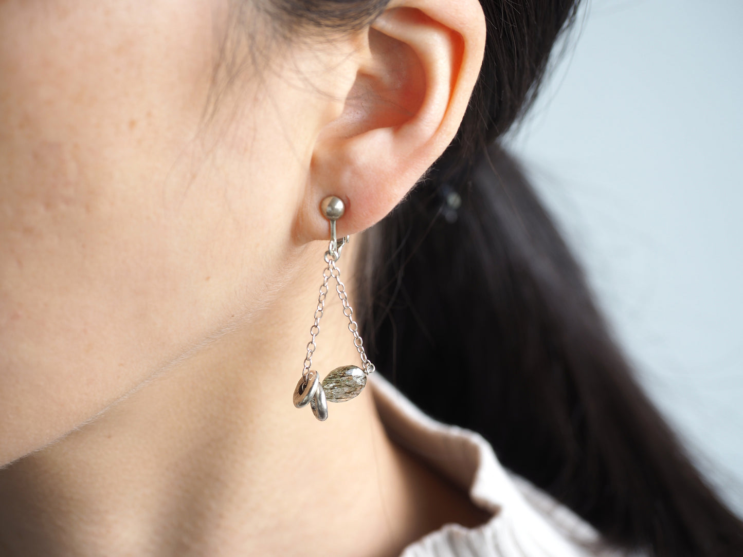 -Tourmaline quartz- chain earring