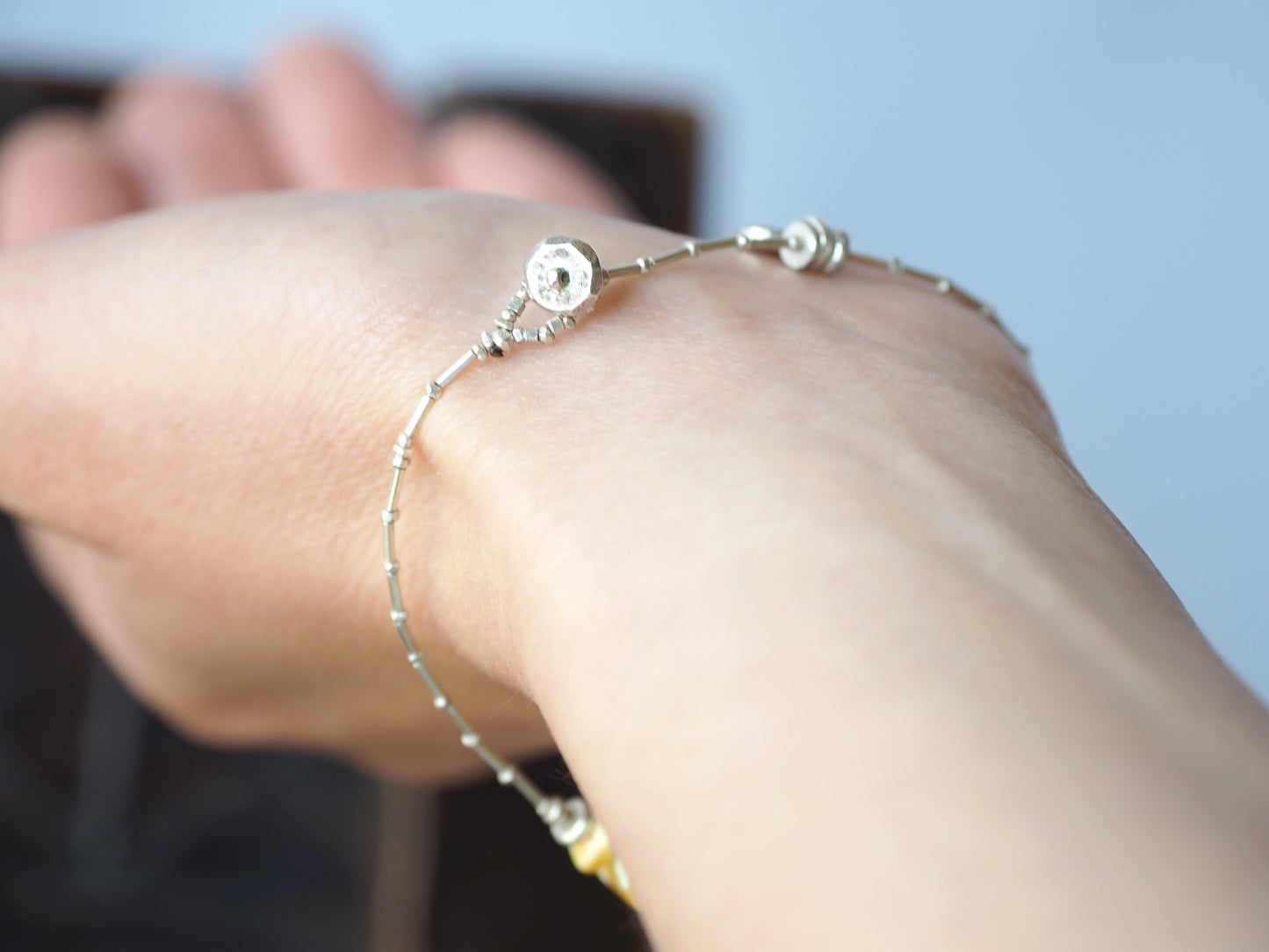Honey-amber silver bracelet