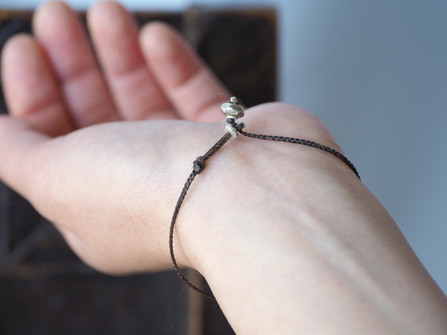 Moss aquamarine braided bracelet