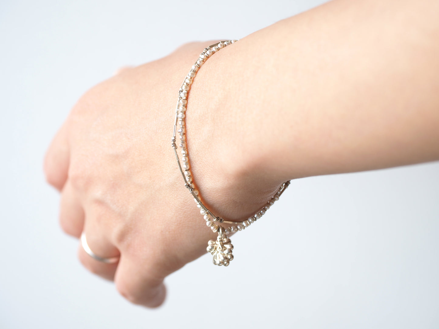 -Pearl・Silver- 'double' bracelet