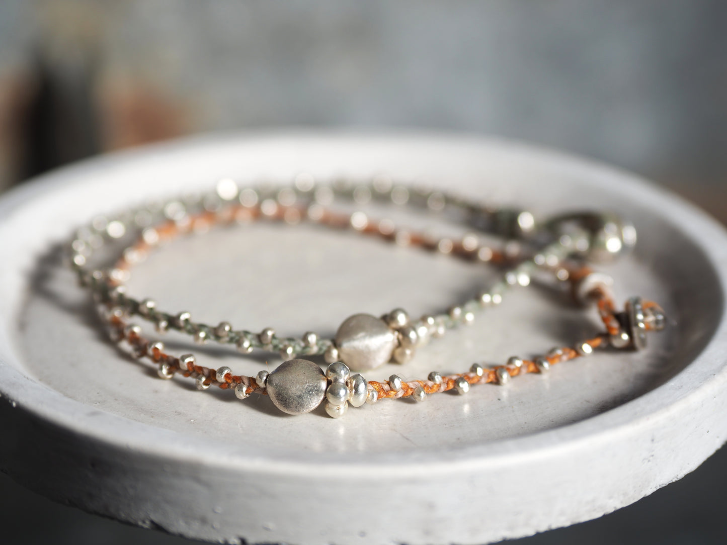 Silver braid bracelet 'Orange'