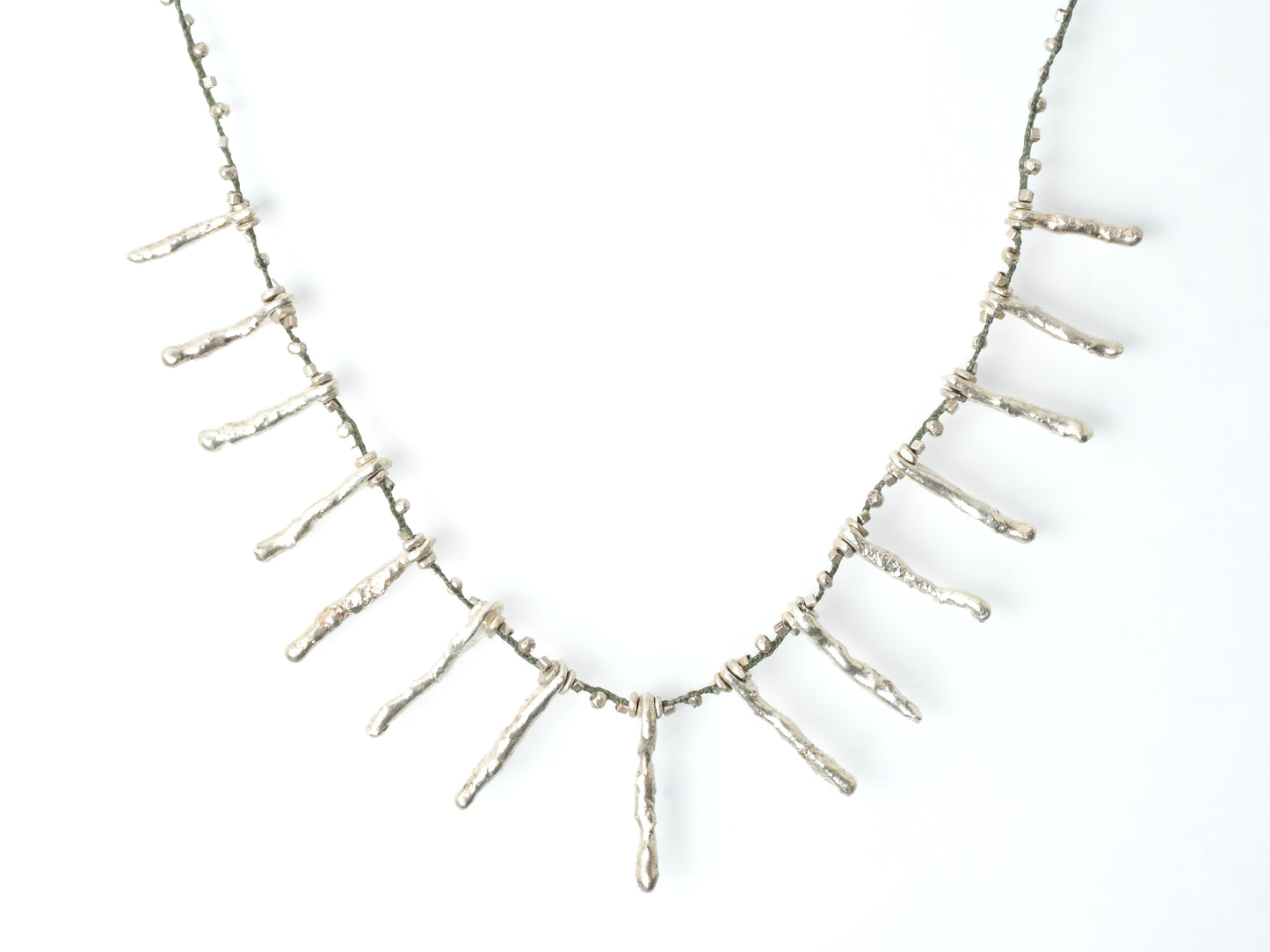 Twig Silver Braided Bib Necklace 