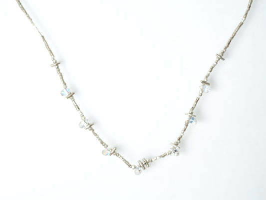 rainbow moonstone _ silver necklace