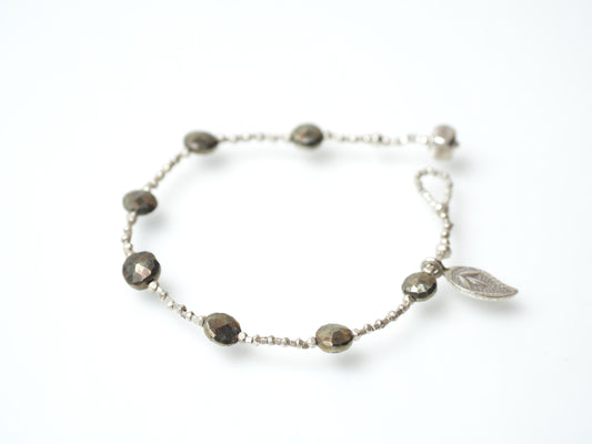 -Pyrite- silver bracelet