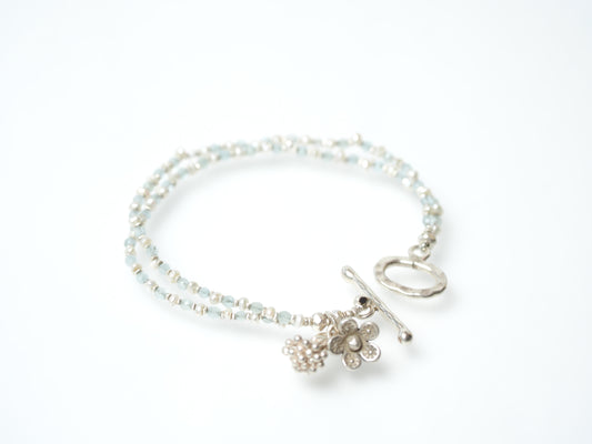 -Pearl・Aquamaline- double bracelet