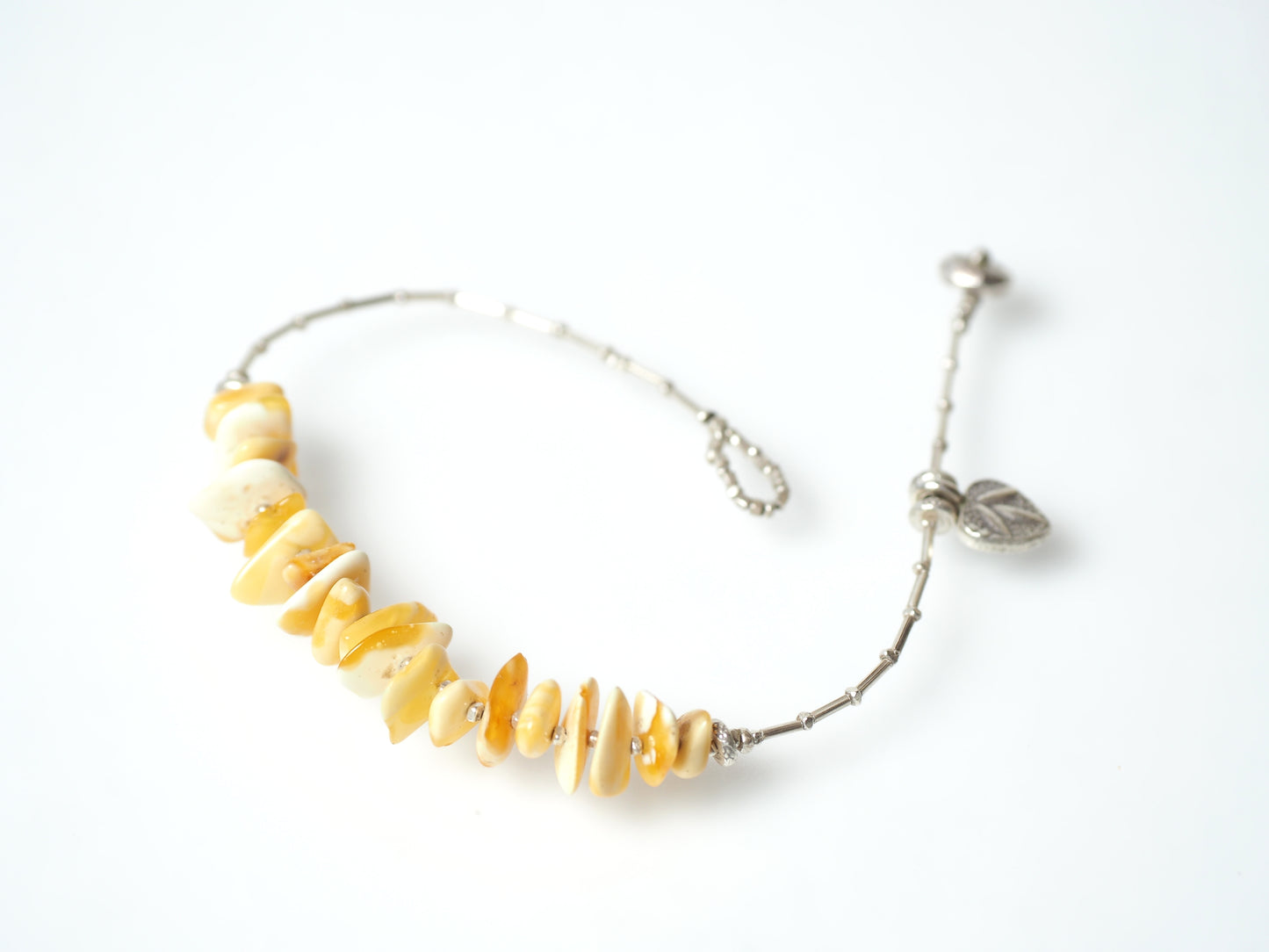 -Yellow amber- silver bracelet