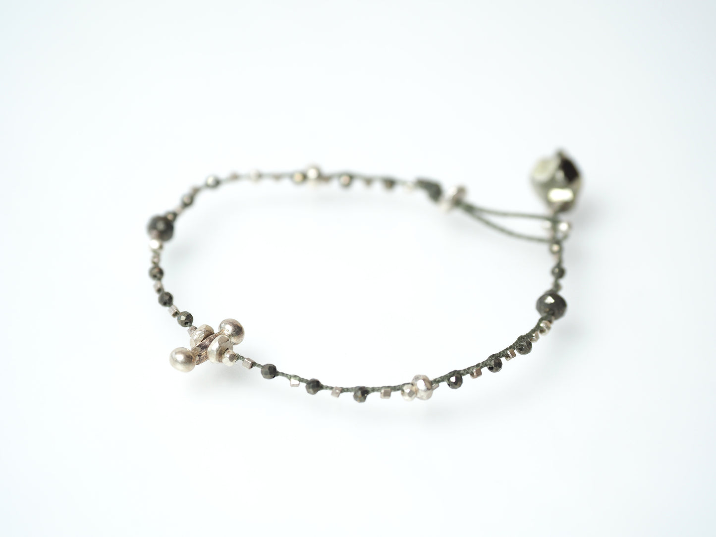 Pyrite Silver Braided Bracelet