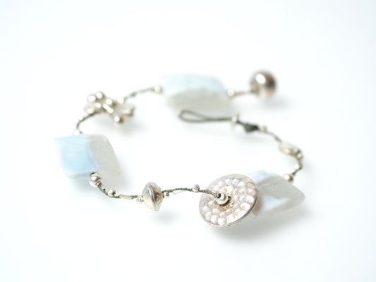Blue opal silver large bracelet