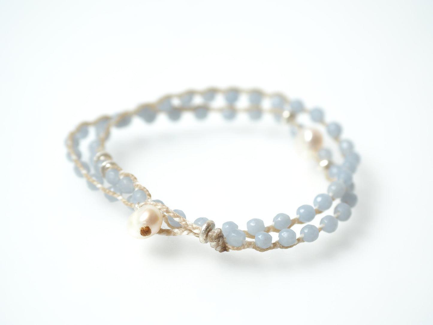 Angelite braided double bracelet