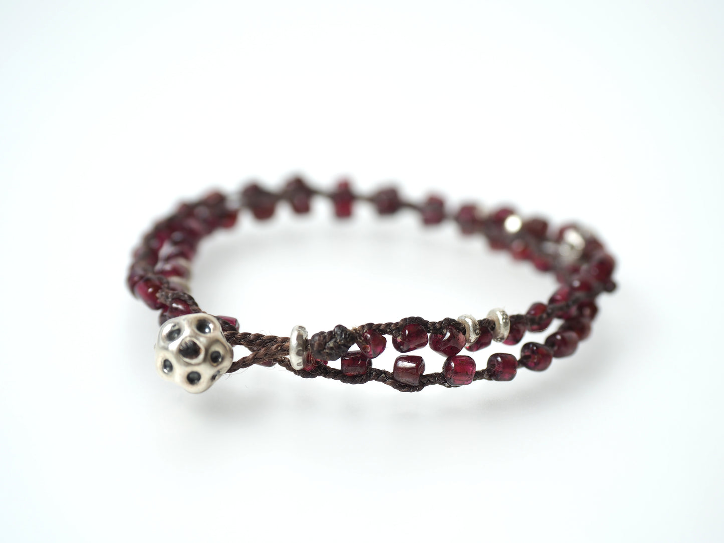 Garnet braided double bracelet