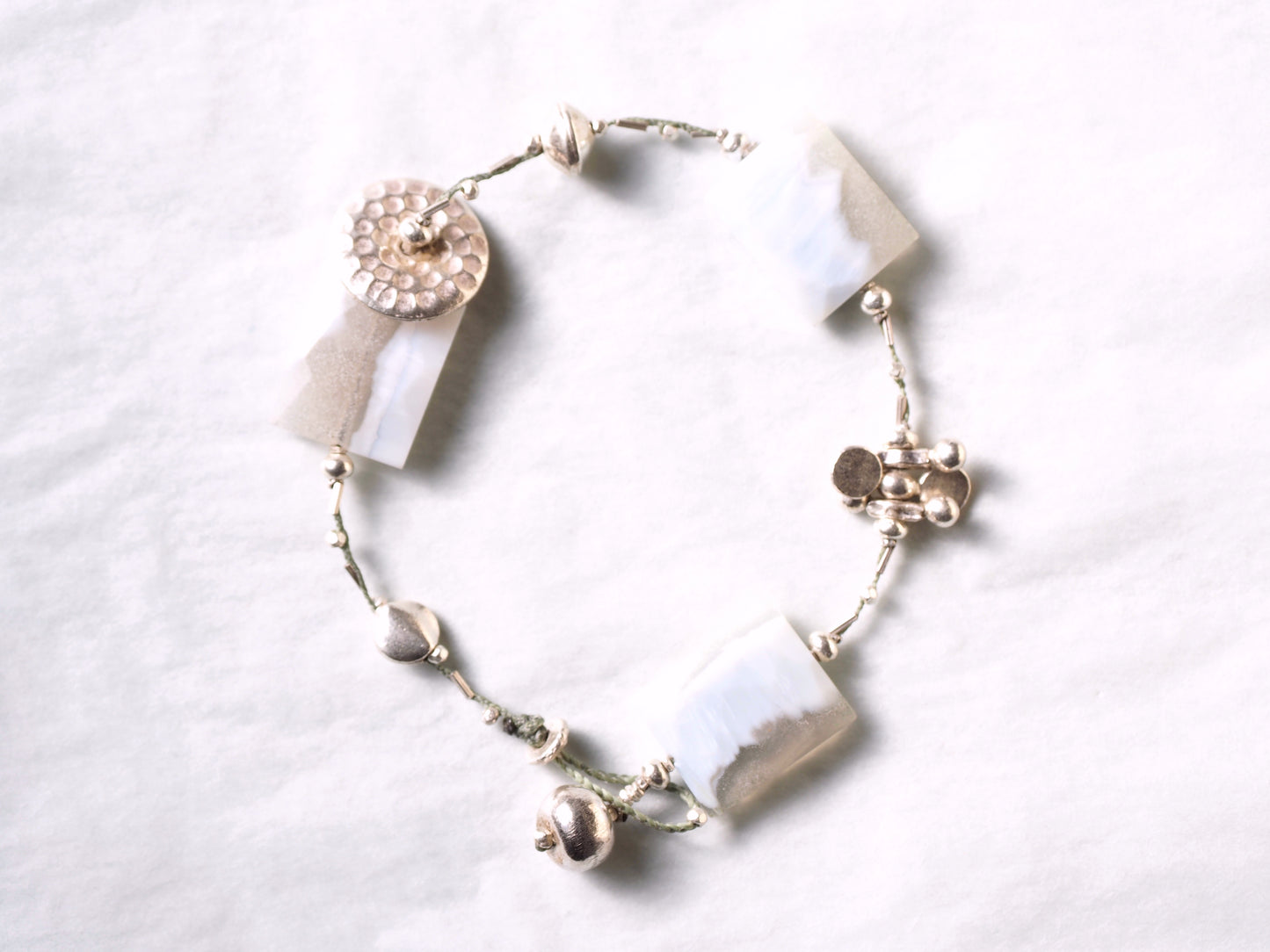-Desert opal- silver braid bracelet