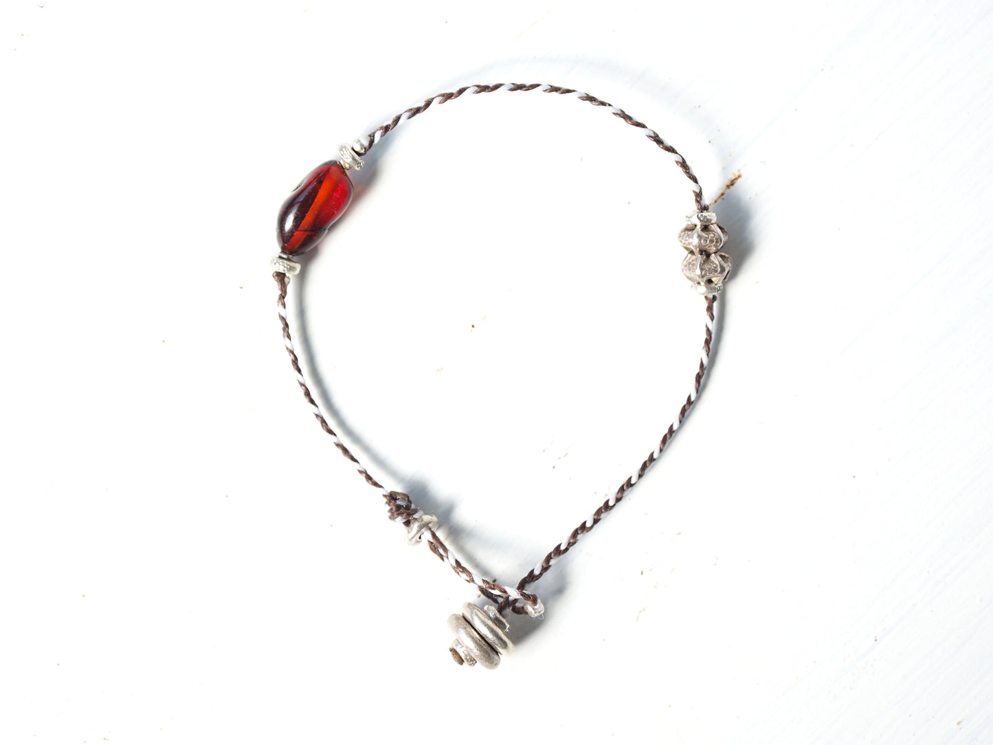 red amber braided bracelet