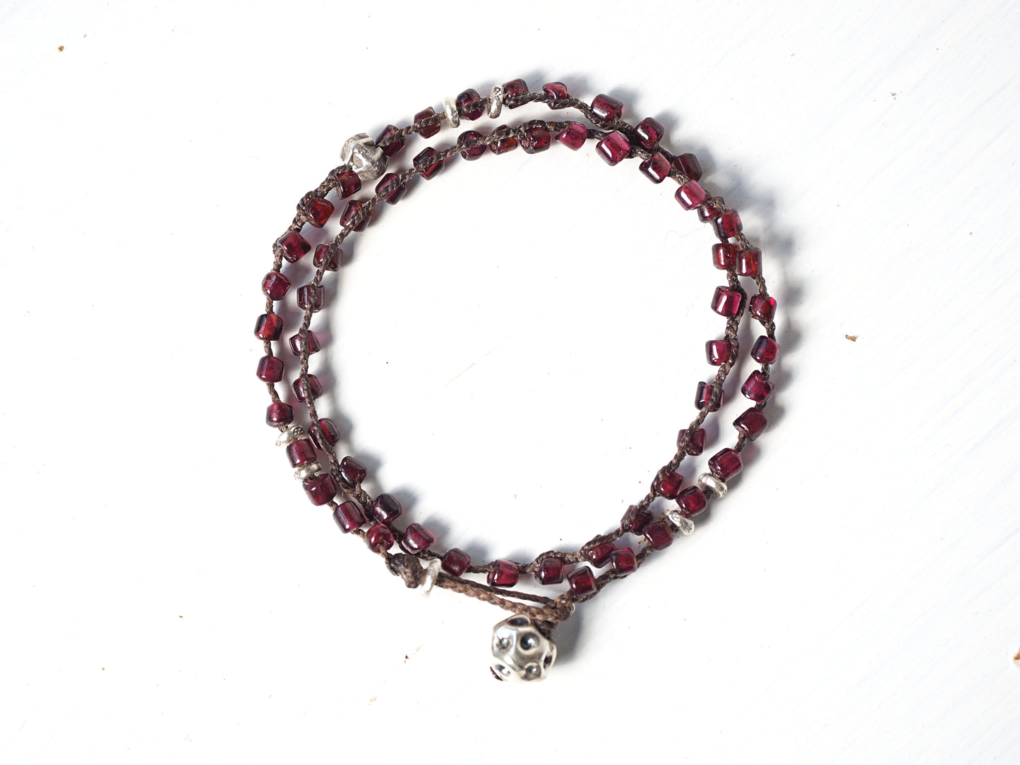 Garnet braided double bracelet