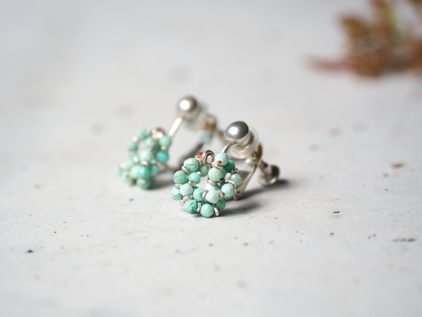 -Chrysocolla- 'beads hoop' studs & earrings