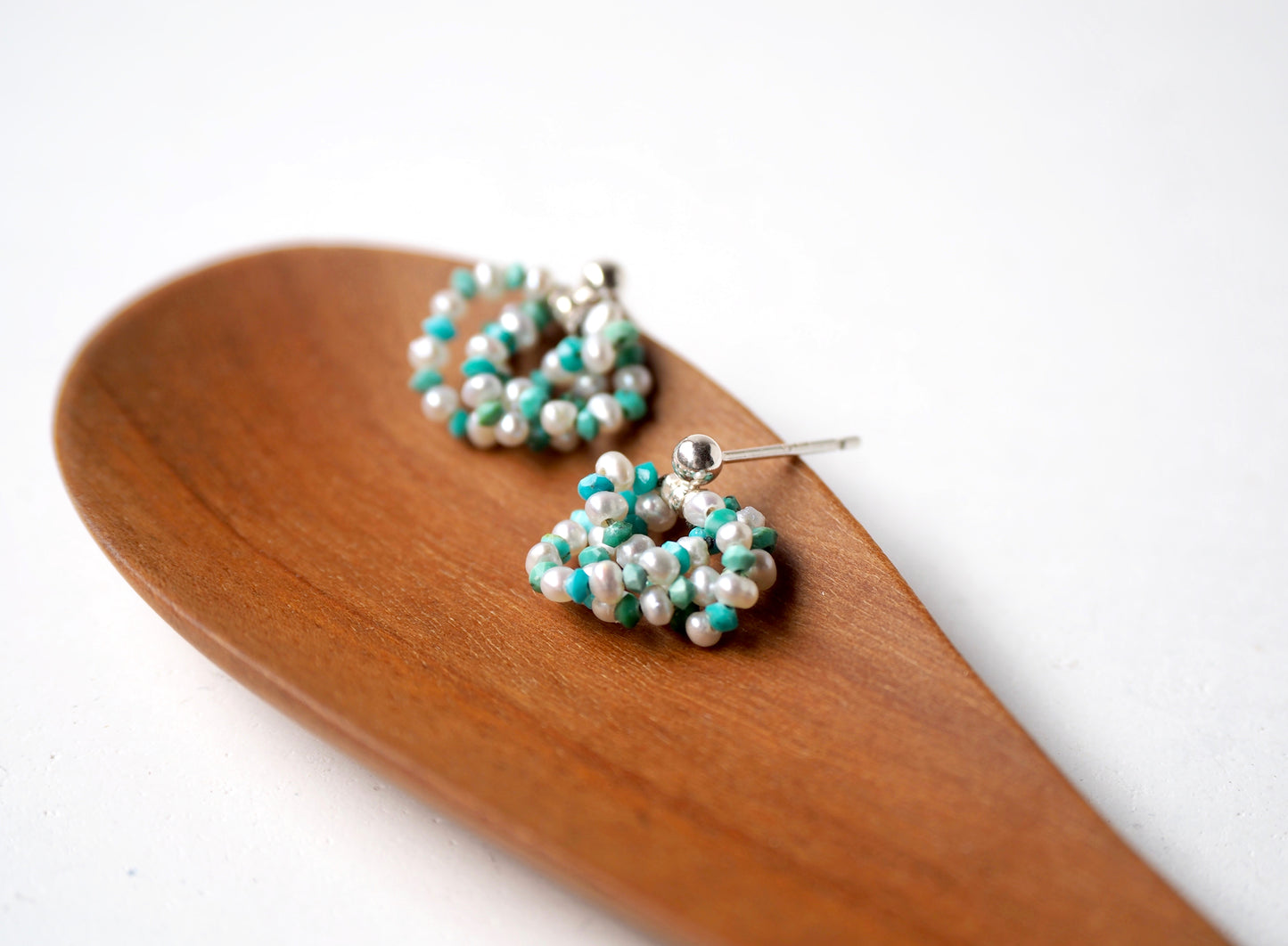 -Pearl・Turquoise- circle <pierce・earrings>
