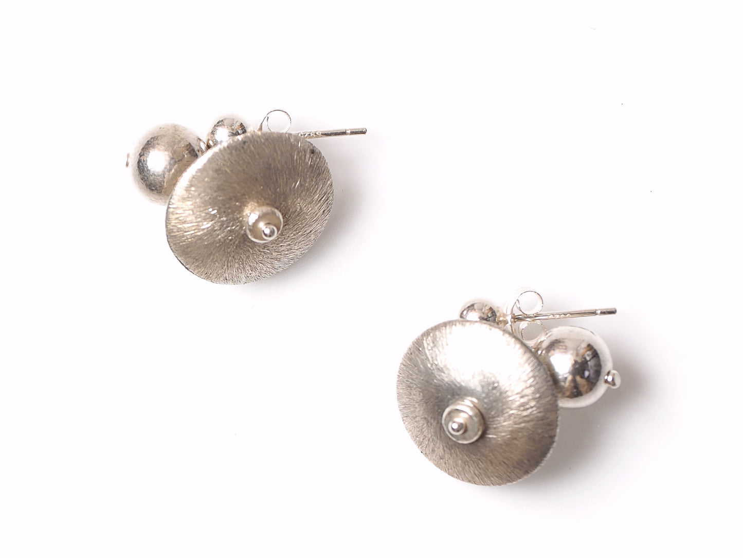 Silver Earrings "Large Button" 