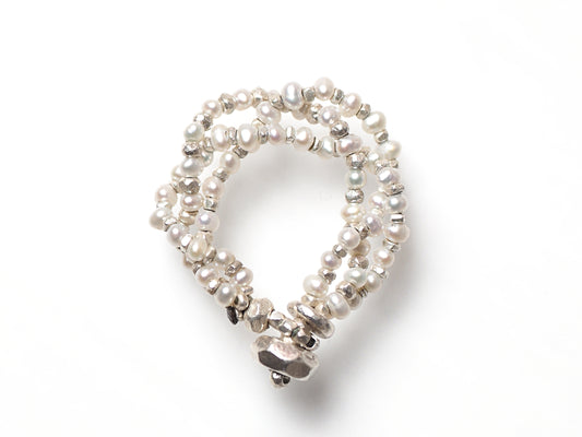 Triple beads ring -Pearl-