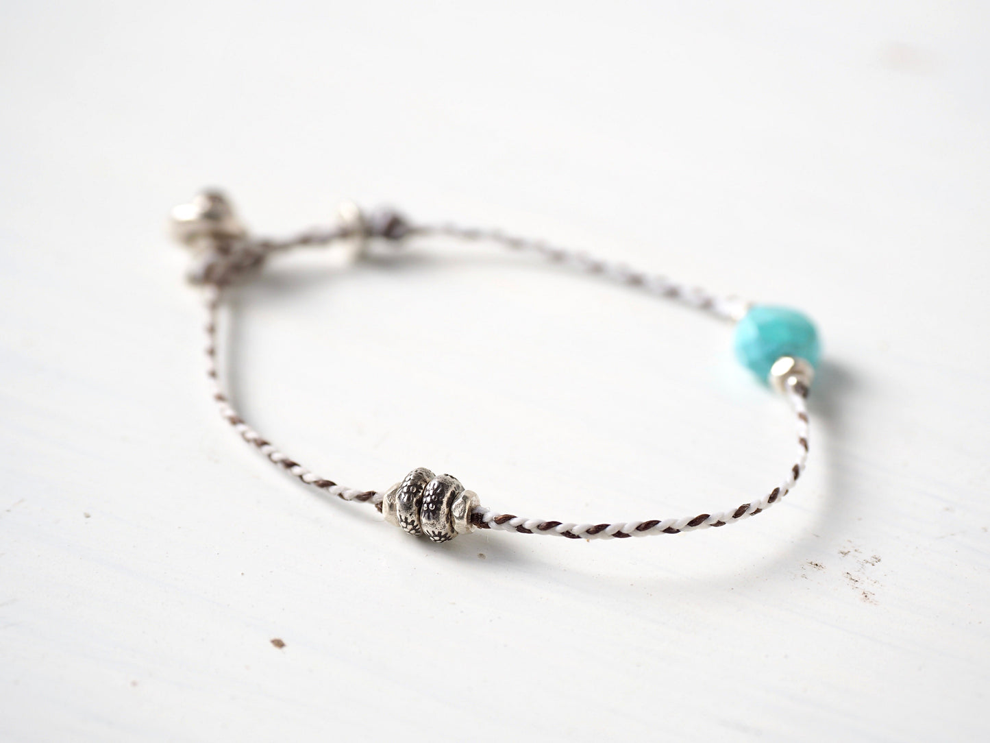 sky blue turquoise braided string bracelet 