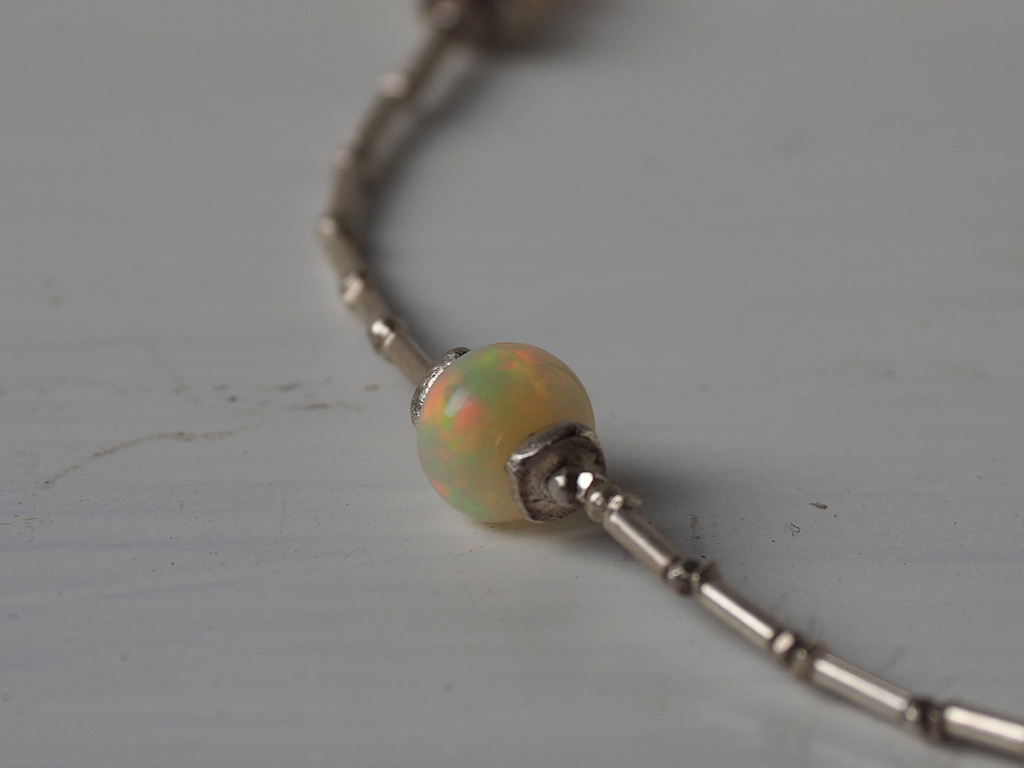opal silver necklace 