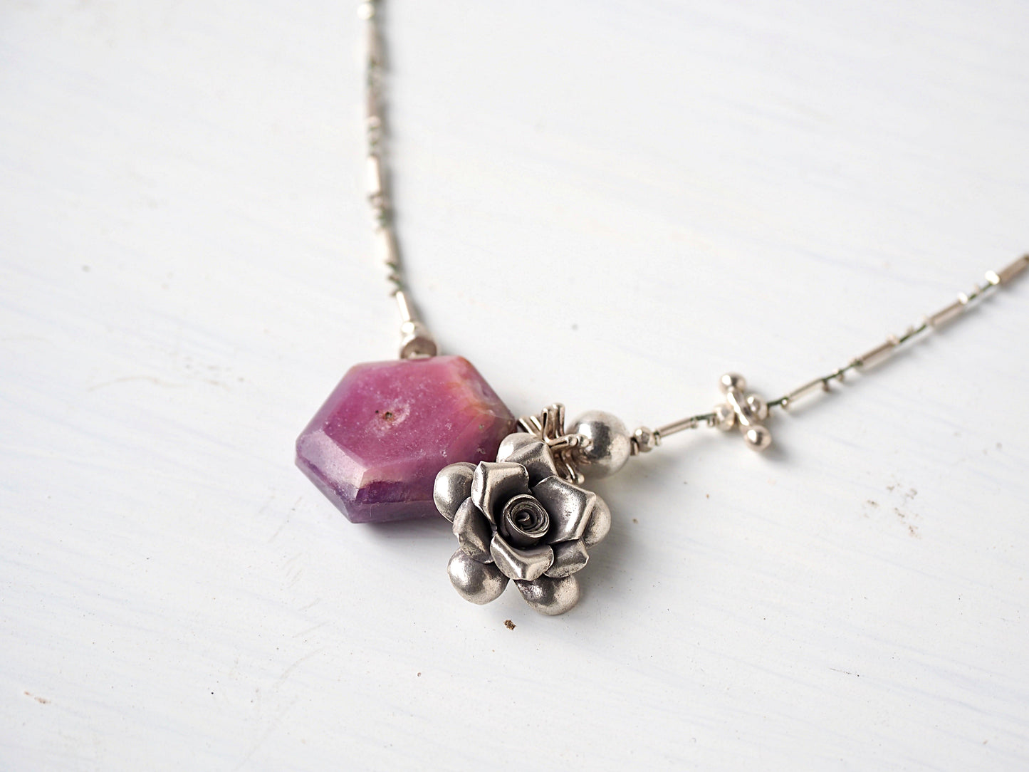 -Ruby・Flower- silver necklace