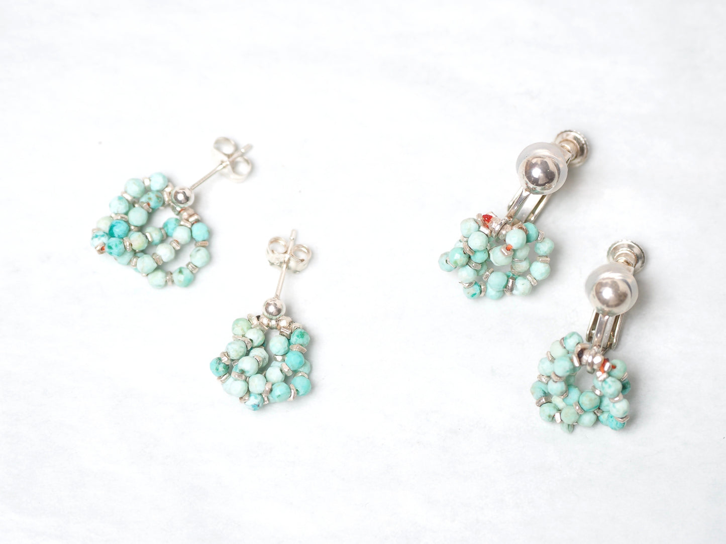 -Chrysocolla- 'beads hoop' studs & earrings