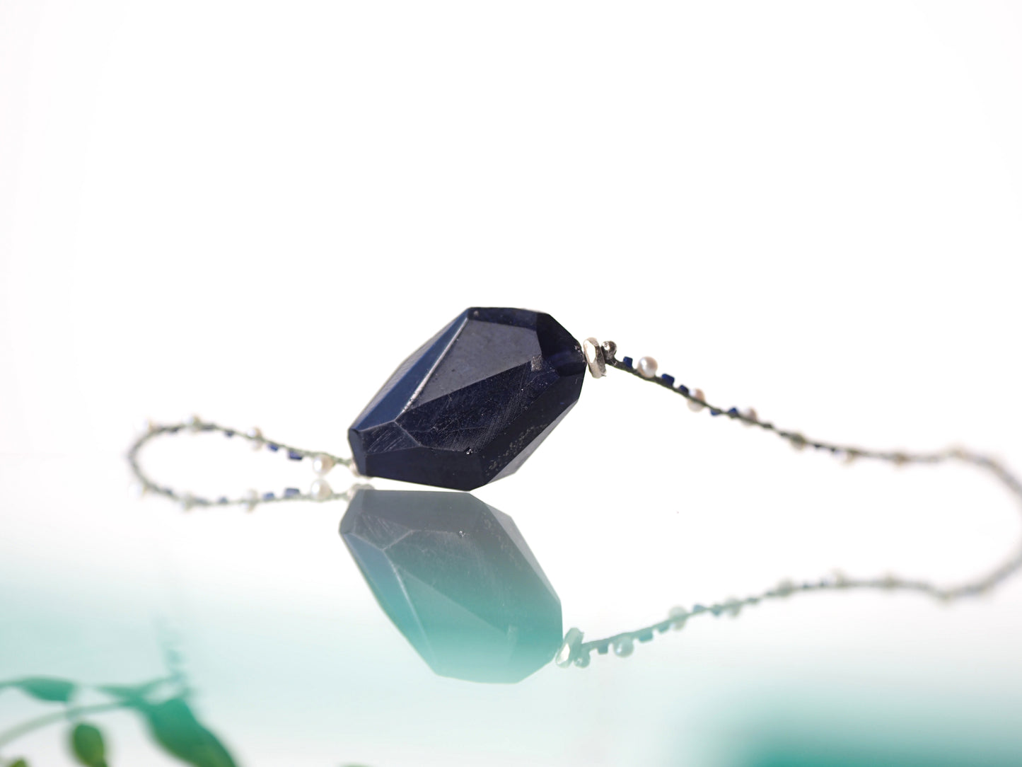 "Large" Iolite Pearl Lapis Lazuli Necklace 