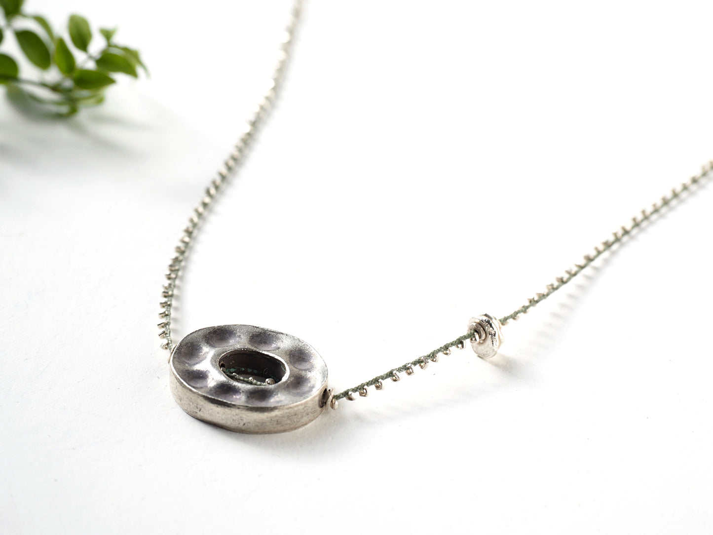 silver top long necklace