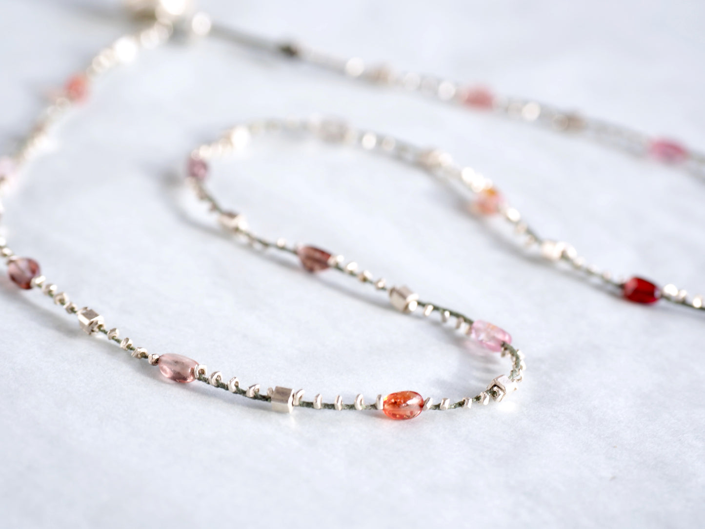 Multicolor Spinel Braided Necklace 