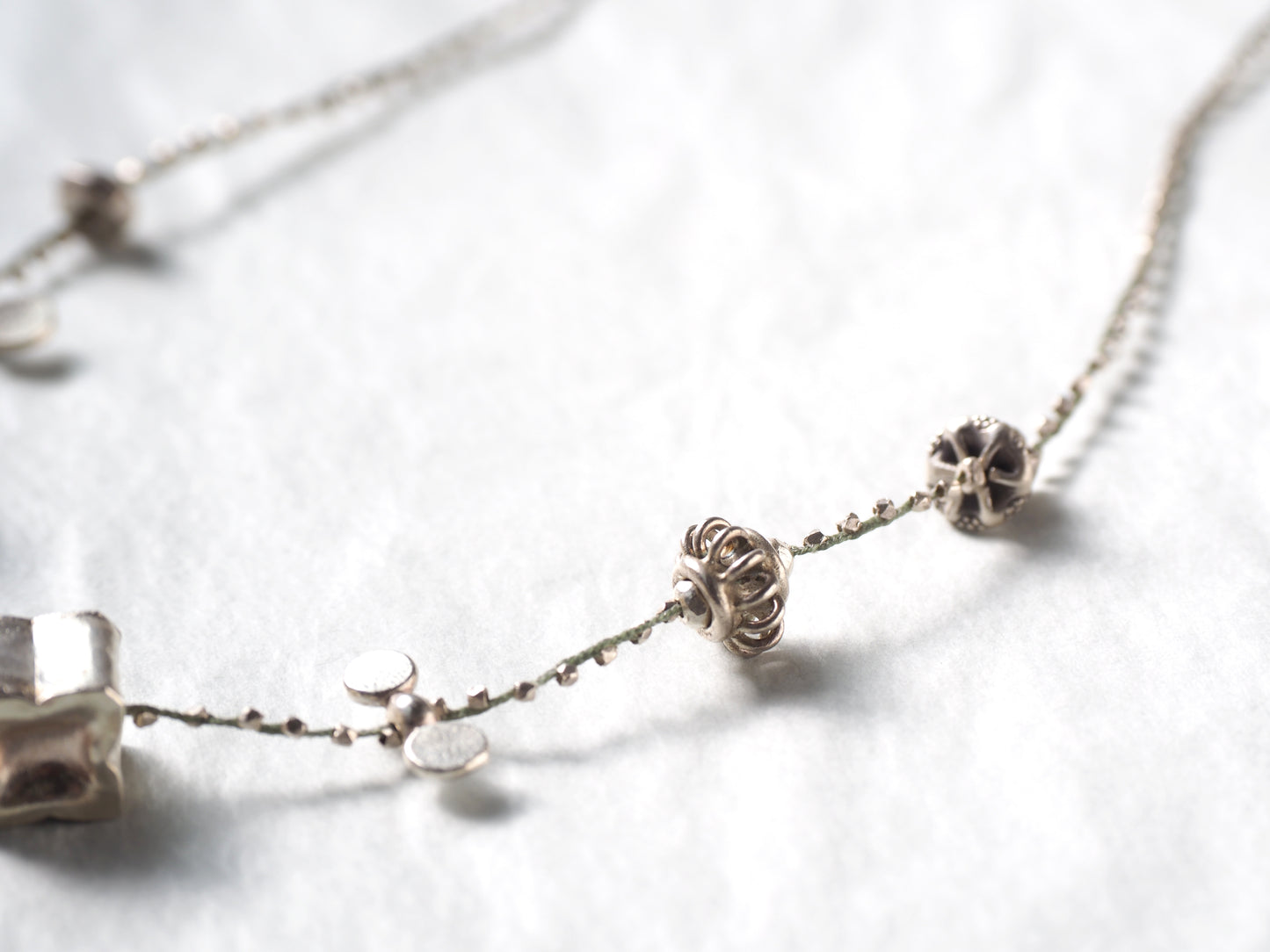 Silver Braided Bib Necklace 