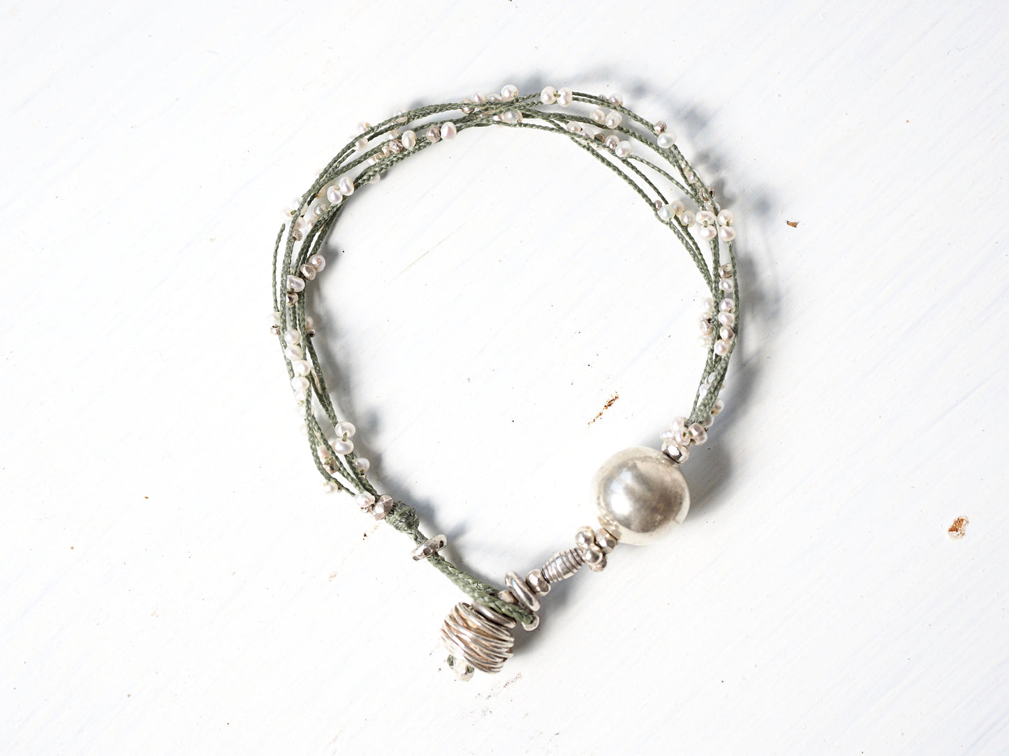 [Keshi Pearl x Silver] "6 Strands" Braided Bracelet