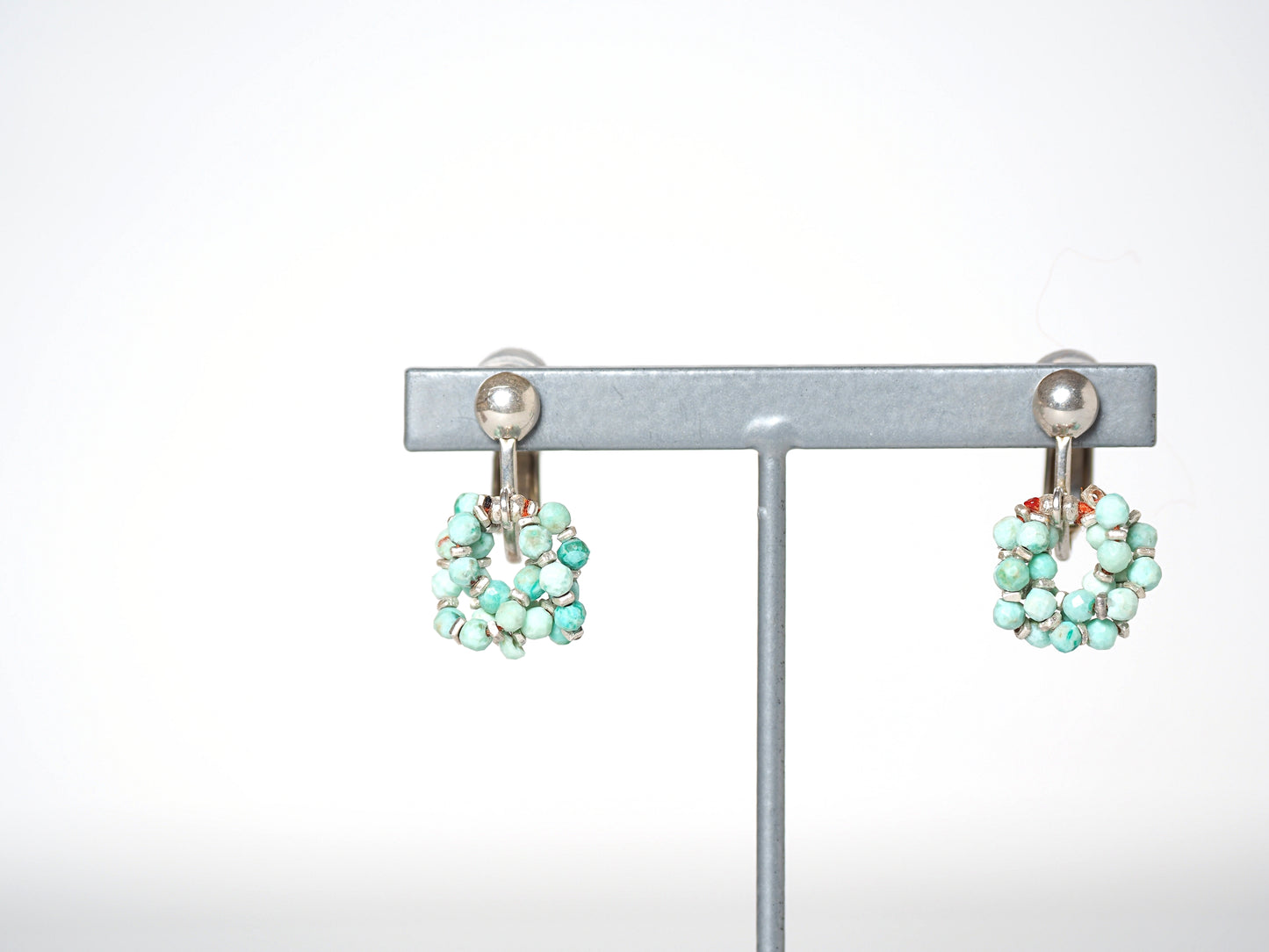 -Chrysocolla- 'beads hoop' studs & earrings