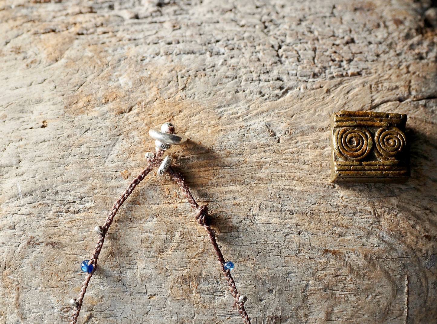 罗马玻璃“缅甸”旧珠编织吊坠