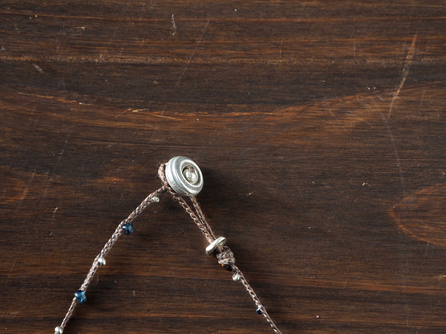 Chrysocolla“缅甸”旧珠编织绳吊坠
