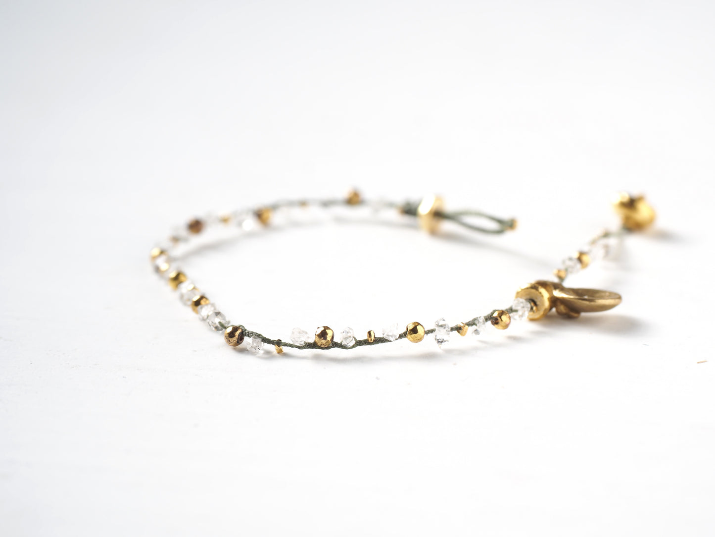 Herkimer Diamond Brass Charm Bracelet