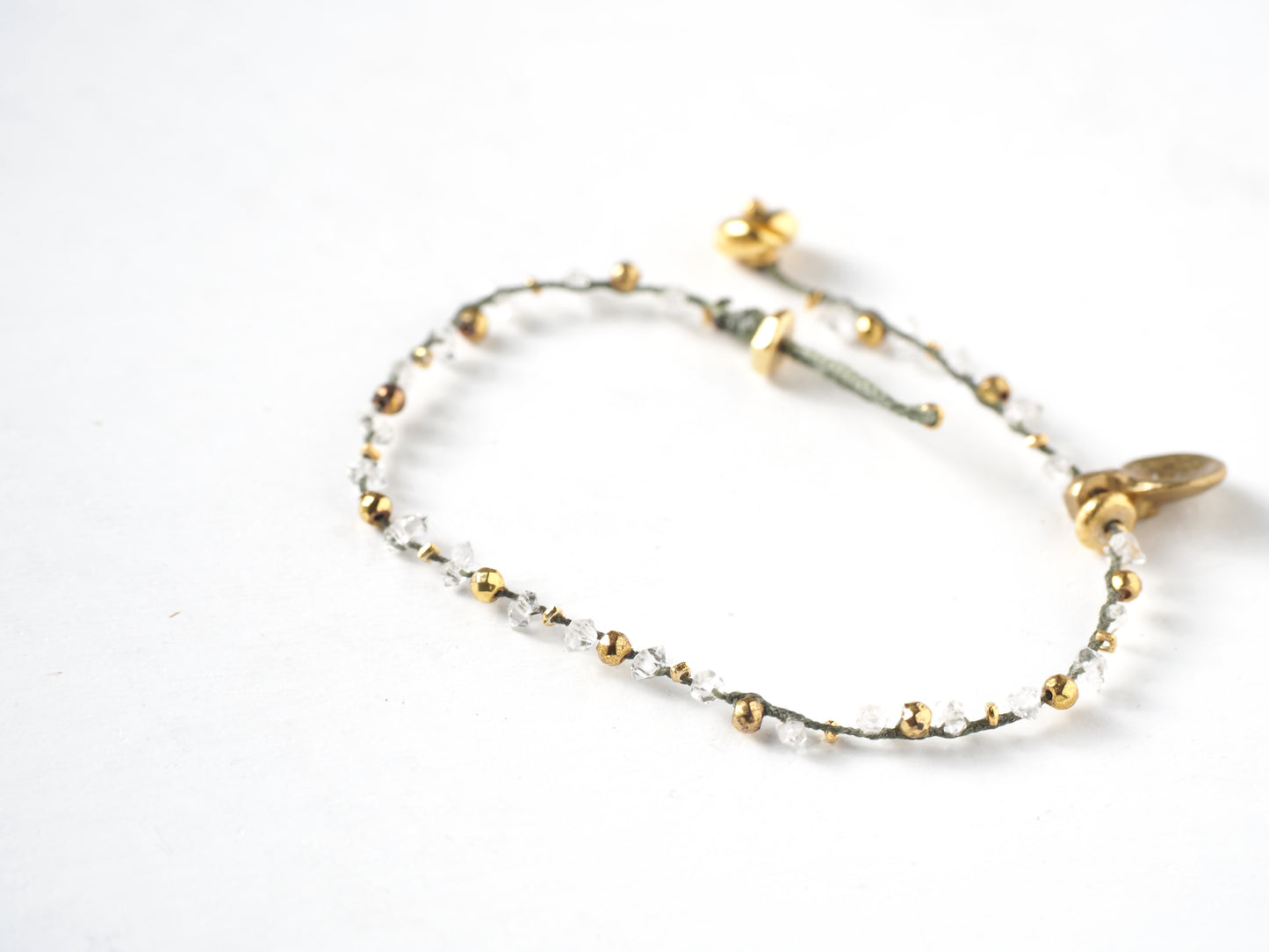 Herkimer Diamond Brass Charm Bracelet