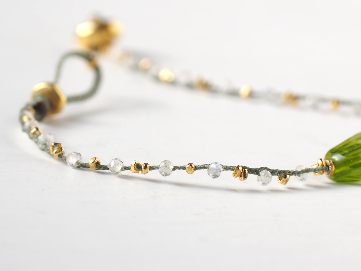 Peridot Gold Braided Bracelet