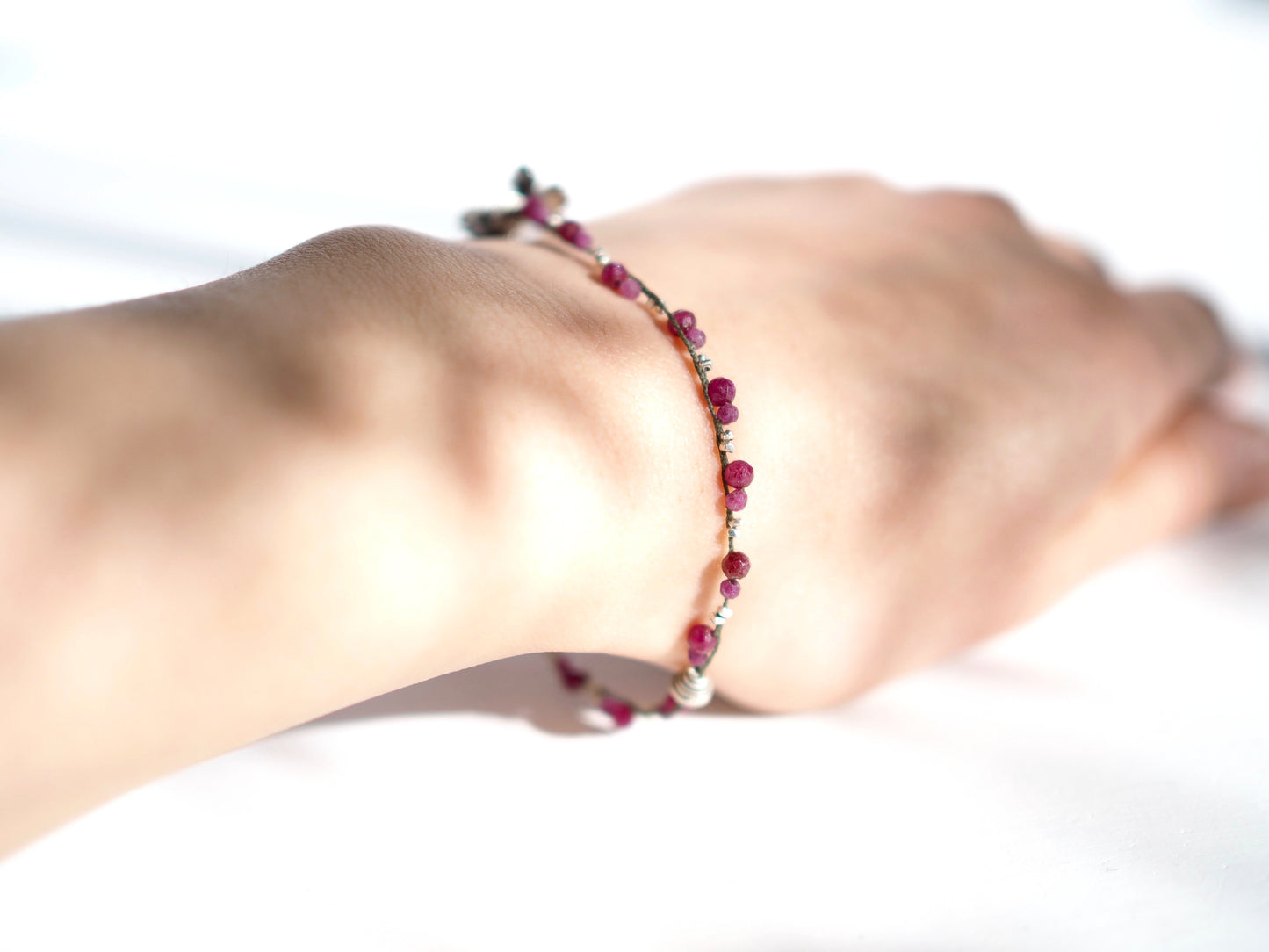 [Botanical Charm x Ruby] Braided Bracelet 
